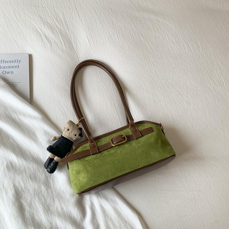 Korean version of retro niche suede underarm bag women's 2025 autumn foreign style casual work commuting shoulder handbag