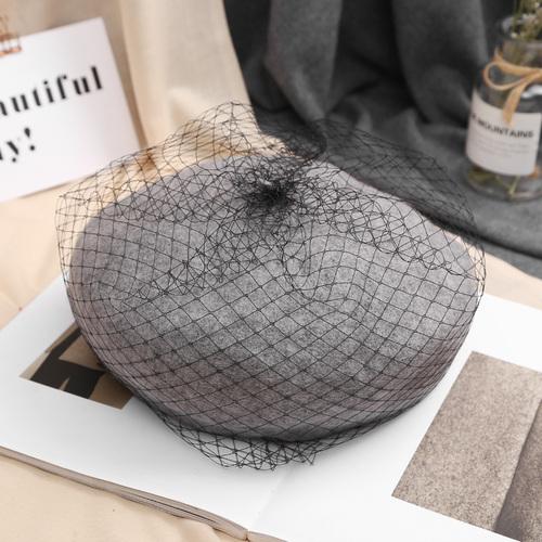 

Осінь-зима Мереживний сітчастий вовняний берет Британський ретро-художник Капелюх Корейська версія Японський прозорий берет M 56-58cm