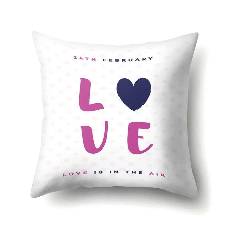 Valentine's Day Letter Love Pattern Printed Pillow Cover Sofa