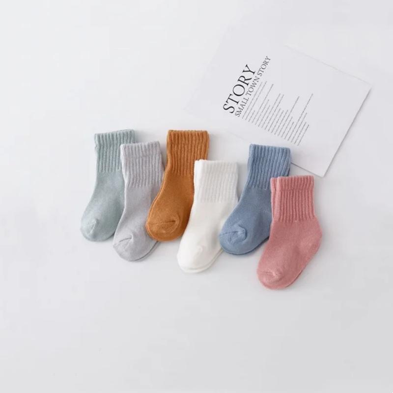 6Pairs/set 0-12Month Newborn Baby Boy Girl Sock Cotton Solid Soft Infant Socks for Girls Boys Spring Autumn Korea Style