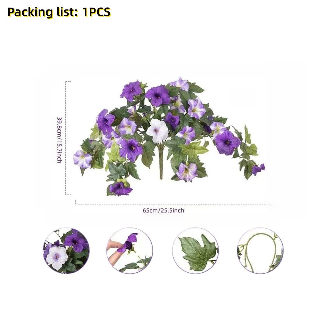 New  Artificial Trumpet Flower Vine UV Resistant Faux Vines for Wedding Party Garden Patio Balcony Outdoor Indoor Decor фиолетовый