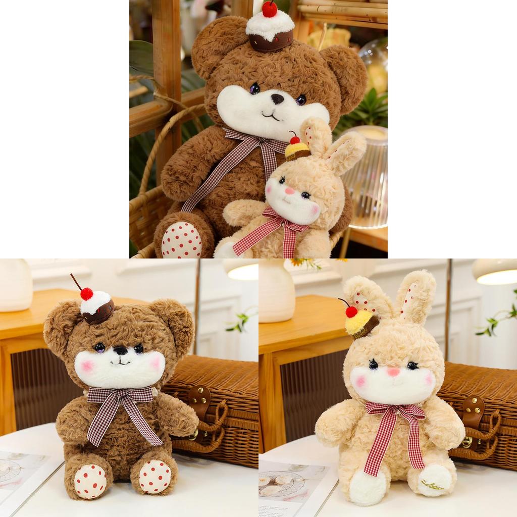 Plush Bunny Bear Toy With Pp Cotton Filling For Kids Girls Boys Gift