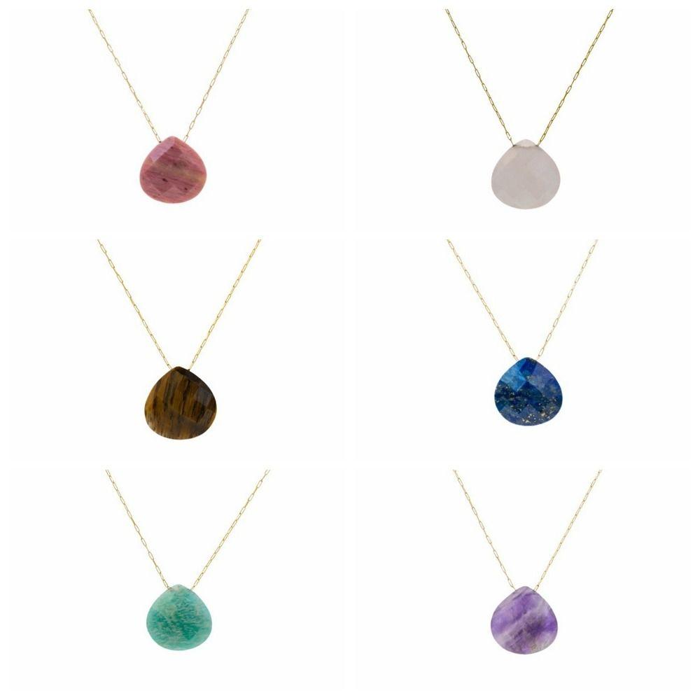Minimalist Stone Necklace Stainless Steel Collarbone Chain Waterdrop Pendant Necklace Party