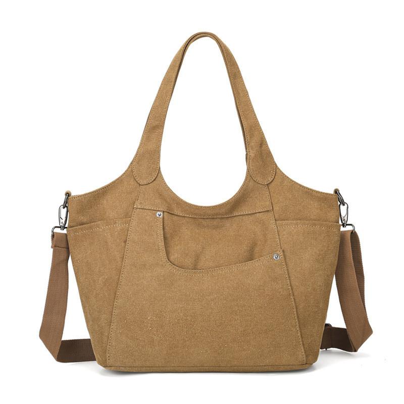 Canvas Tote Bag With Car Stitching For Casual Daily Use