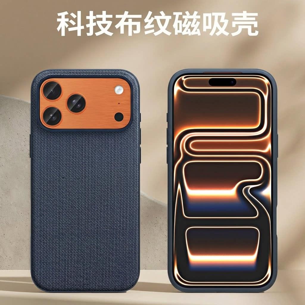 Applicable iPhone Apple 17promax Mobile Phone Case Advanced Sense Woven Pattern 17pro Magnetic Attraction Light Heat Dissipation 17
