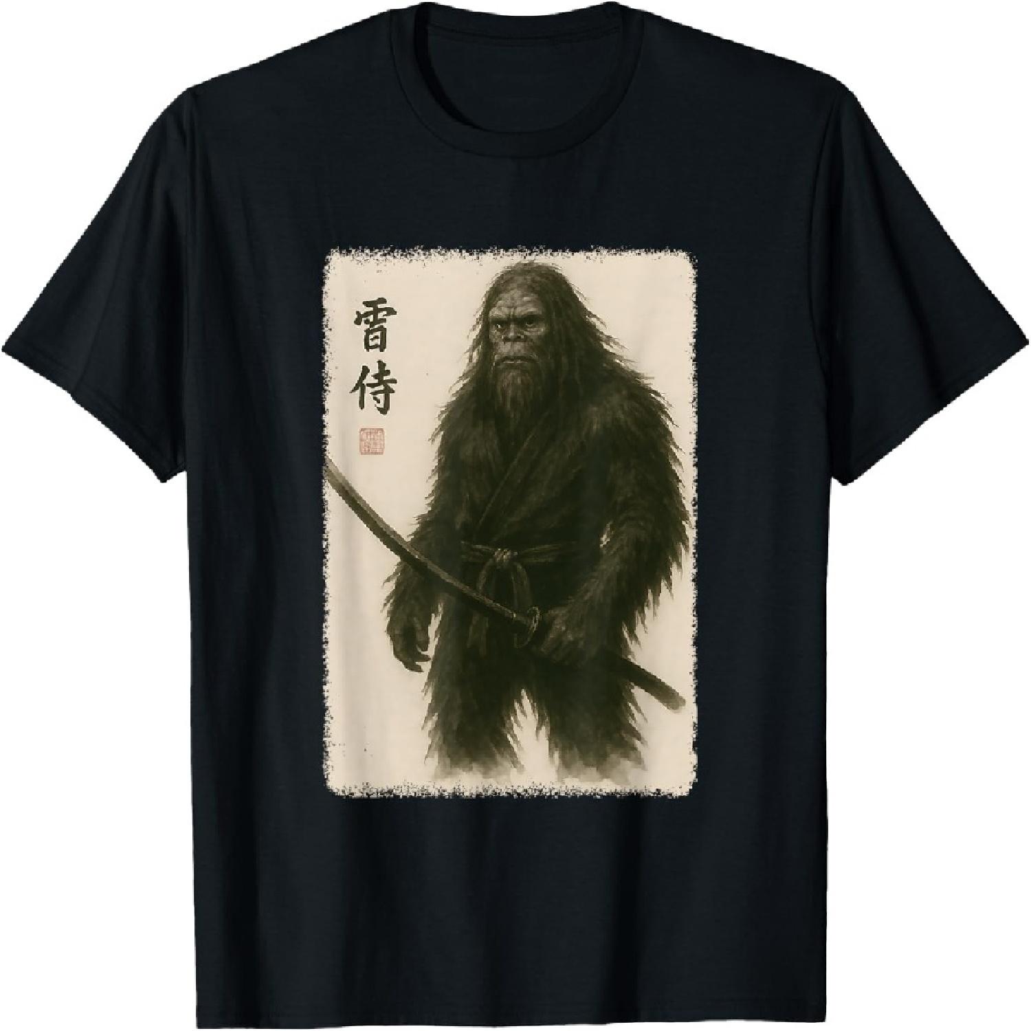 Samurai Bigfoot Funny Vintage Japanese Graphic Art T-Shirt XXXXXL разноцветный