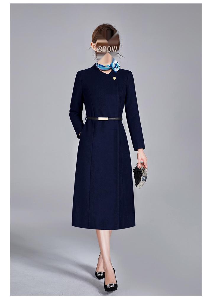 Women's Long Woolen Coat - Thick, Warm, and Professional Winter Wear