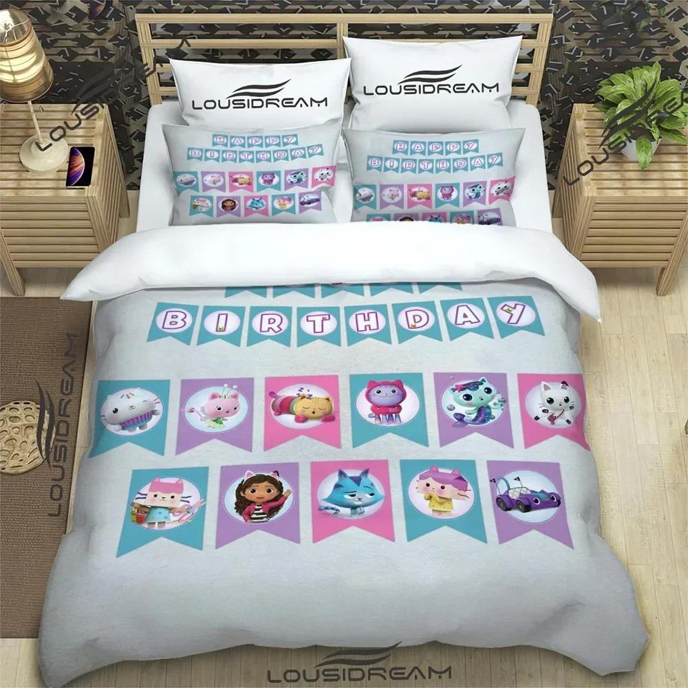 Cartoon Gabby'S Dollhouse Bedding Set For Bedroom Soft Bedspreads For Bed Linen Comefortable Duvet Cover Quilt And Pillowcase