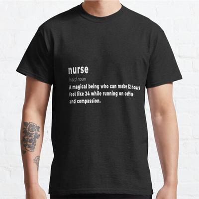 Nadměrná velikost S-3XL Nurse Definition Citát na černém pozadí Tričko s potiskem Pánské topy Módní oblečení Trička