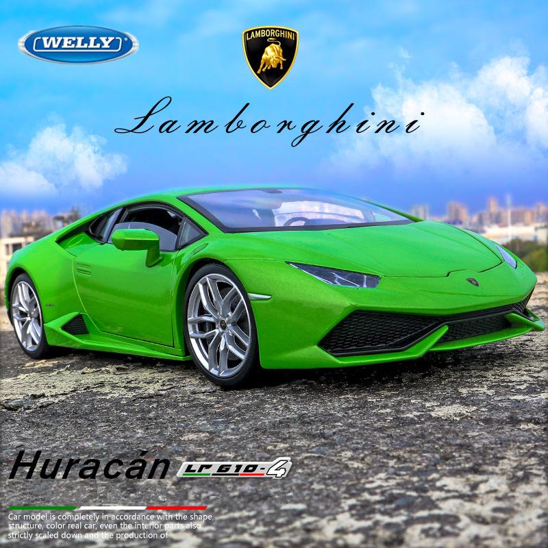 WELLY 1/24 Lamborghini Huracan LP610-4 Alloy Racing Car Model Diecast Metal Sports Car Model Simulation Collection Kids Toy Gift