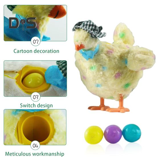 Chicken Laying Egg Toys with Sound Music Electric Crazy Plush Chicken Doll Cute Hen Toy Egg Lays Stuffed Animal for Children