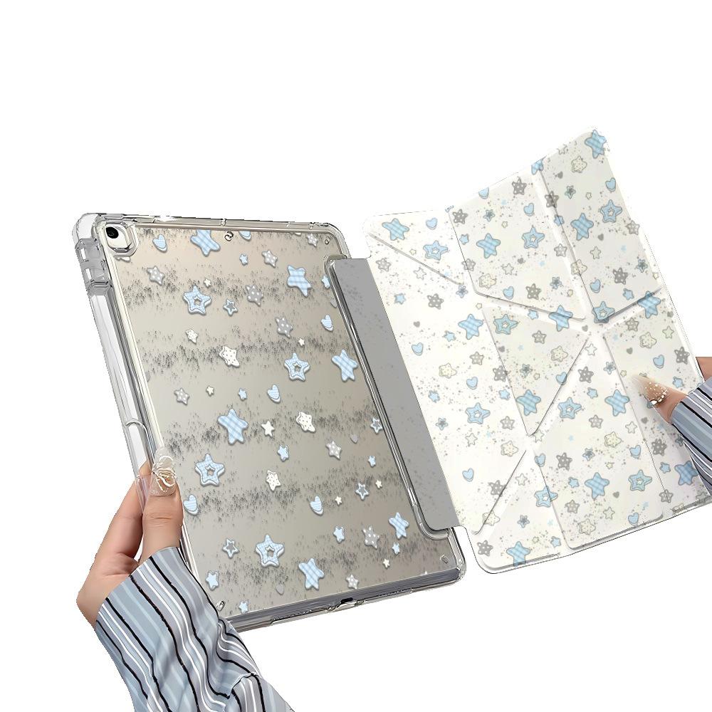 Applicable To iPad Pro 11 Blue Star Y Fold Sticker Flat Protective Case Acrylic 10.2 Inch All-Inclusive Simple