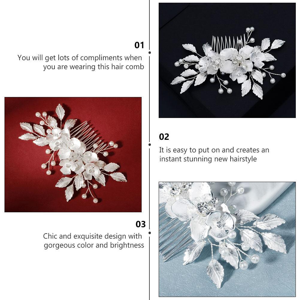 Wedding Headdress Crystal Hair Comb Bridal Flower Shape Exquisite Design Comfortable Durable Stylish Headwear for Brides