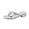 French bow cool slippers fairy shoes children 2025 new summer soft sole with skirt sandals silver slippers