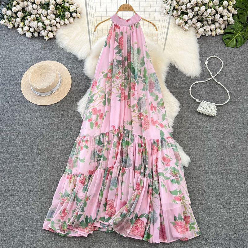 Open Back Chiffon Elegance Large Swing Seaside Holiday Beach Dress