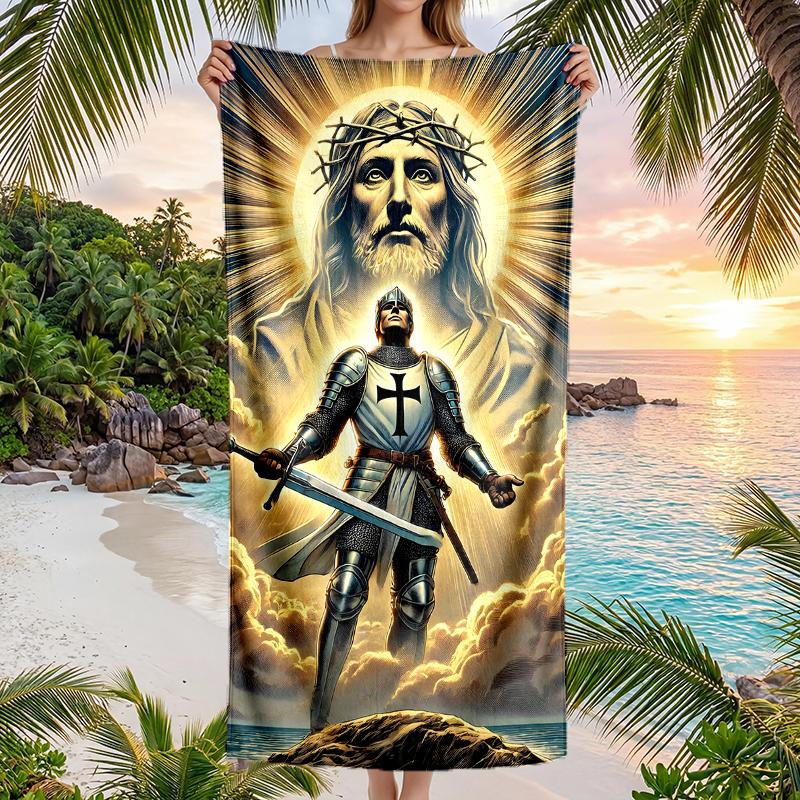 Cross Templars Knight Fashion Beach Towel: Ideal for Summer Adventures Soft, Absorbent and Quick Drying Suitable for Swimming and Bathing