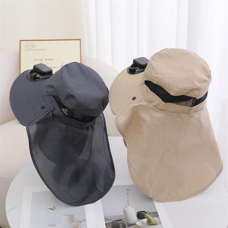 For Outdoor Camping Fishing Hiking Sunscreen Fisherman Hat Solar Fan Cap Portable Solar Charging Cap Mosquito Insect Proof Hat