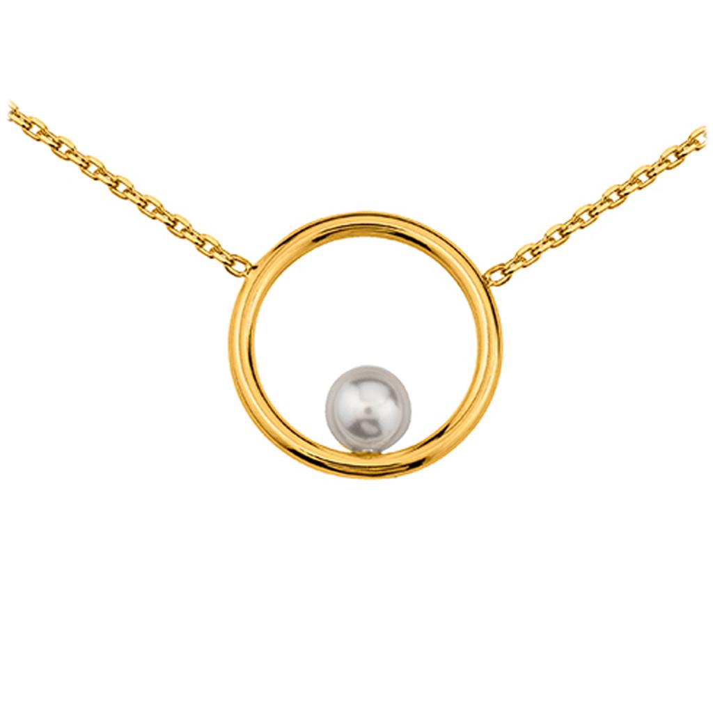 Altesse [N1888] - Collier Plaqué Or 'Perla' blanc doré