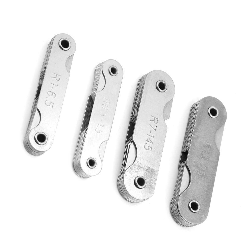 Stainless Steel Radius Fillet Gauge Measuring Industrial Radius 4-Piece Tool, Gauges, R0.3-1.5 / R1-6.5 / R7-14.5 / R15-25