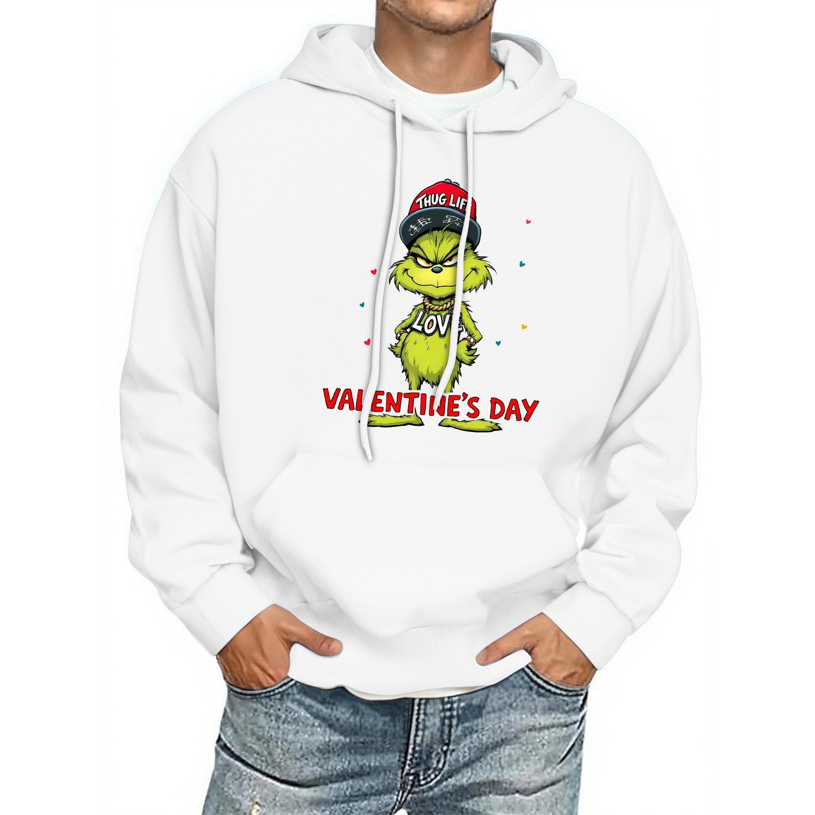 

Мужская толстовка с капюшоном с принтом, с длинным рукавом, повседневный пуловер, худи, толстовка с капюшоном XL белый