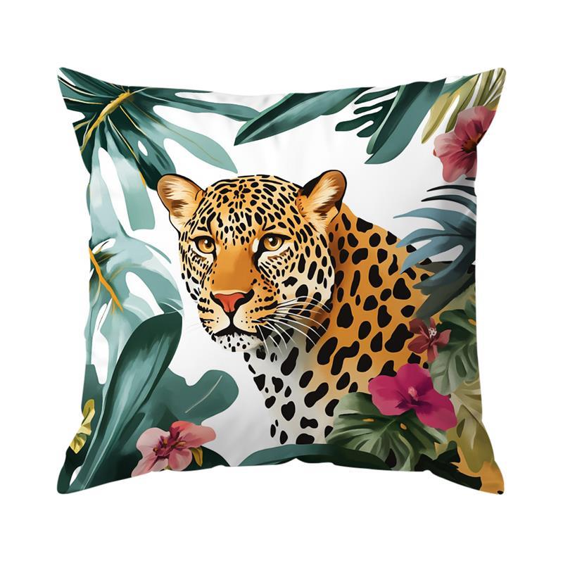 Home Decor Exotic Jungle Animals Pattern Throw Pillow Pattern Cushion Cover Suitable for Sofa Bedroom Car Pillow Cover