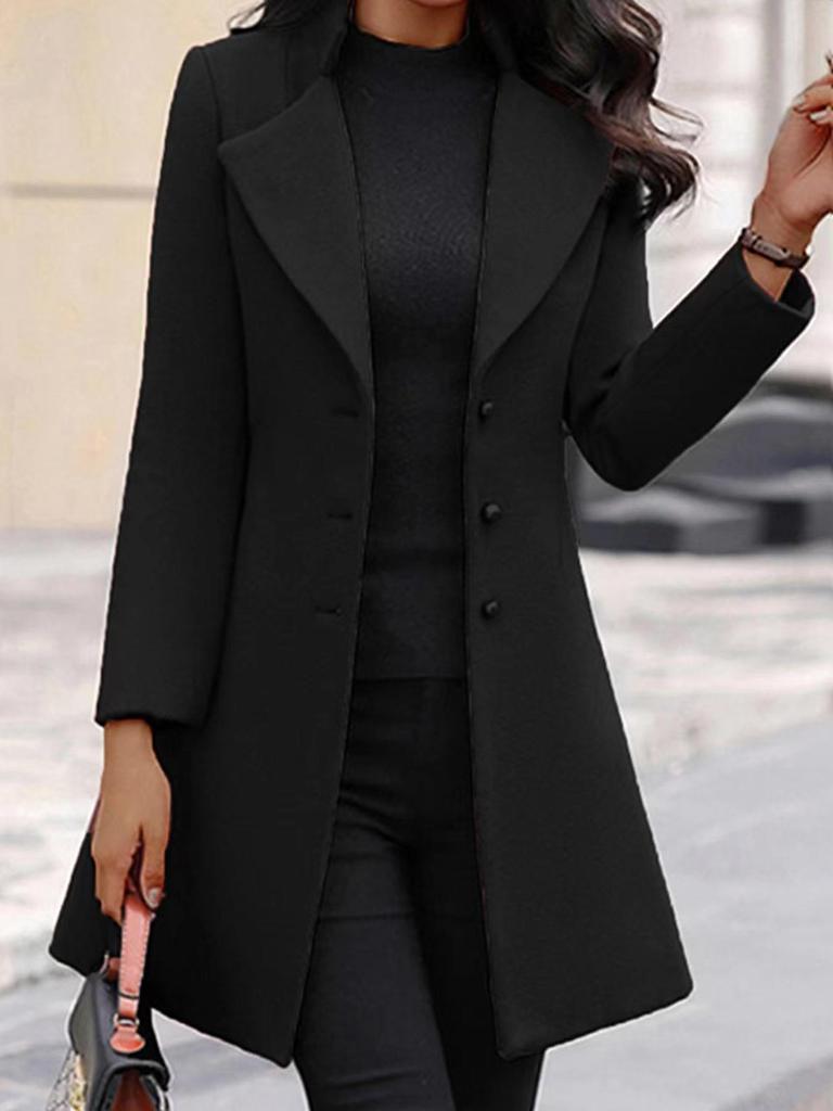 Women's Mid-Length Korean Style Slim Fit Woolen Winter Coat