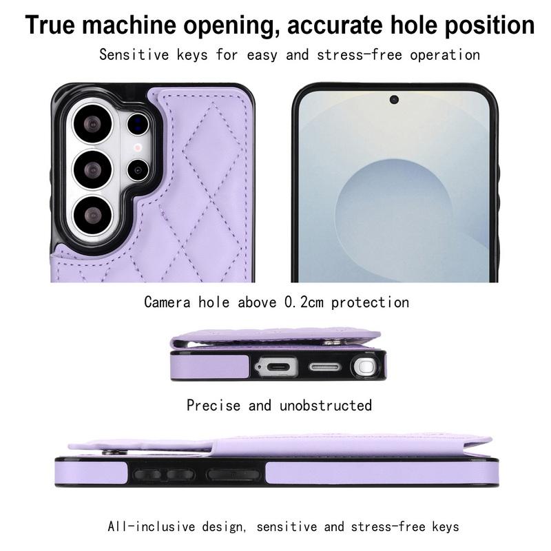 Luxury Mesh Leather Card Slots Wallet Case For Samsung Galaxy S26 Ultra S25 FE S24 S23 S22 Plus S21 FE A53 A54 A55 A56 A57 5G Card Holder Back Cover