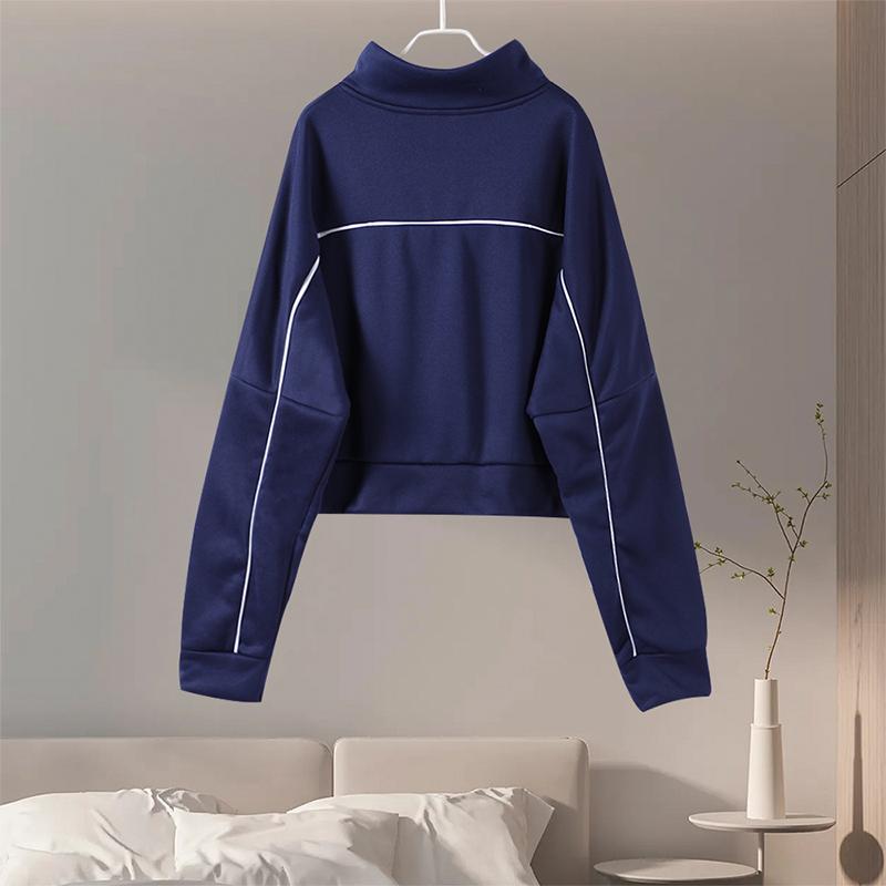 New Casual Set Women Longsleeved Half High Collar Cardigan Sweater Lace Up Striped Pants Women Clothing Fashion Two Piece Suits