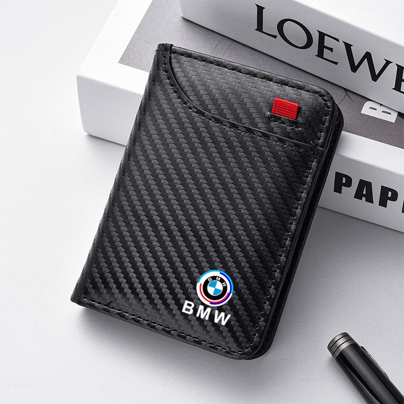 QNLT6 Carbon Fibre Wallet Car Driver License Credit Card Leather Bag For BMW M X2 X3 X5 X6 G30 E30 E36 50th Anniversary 3 5 6 7 Series
