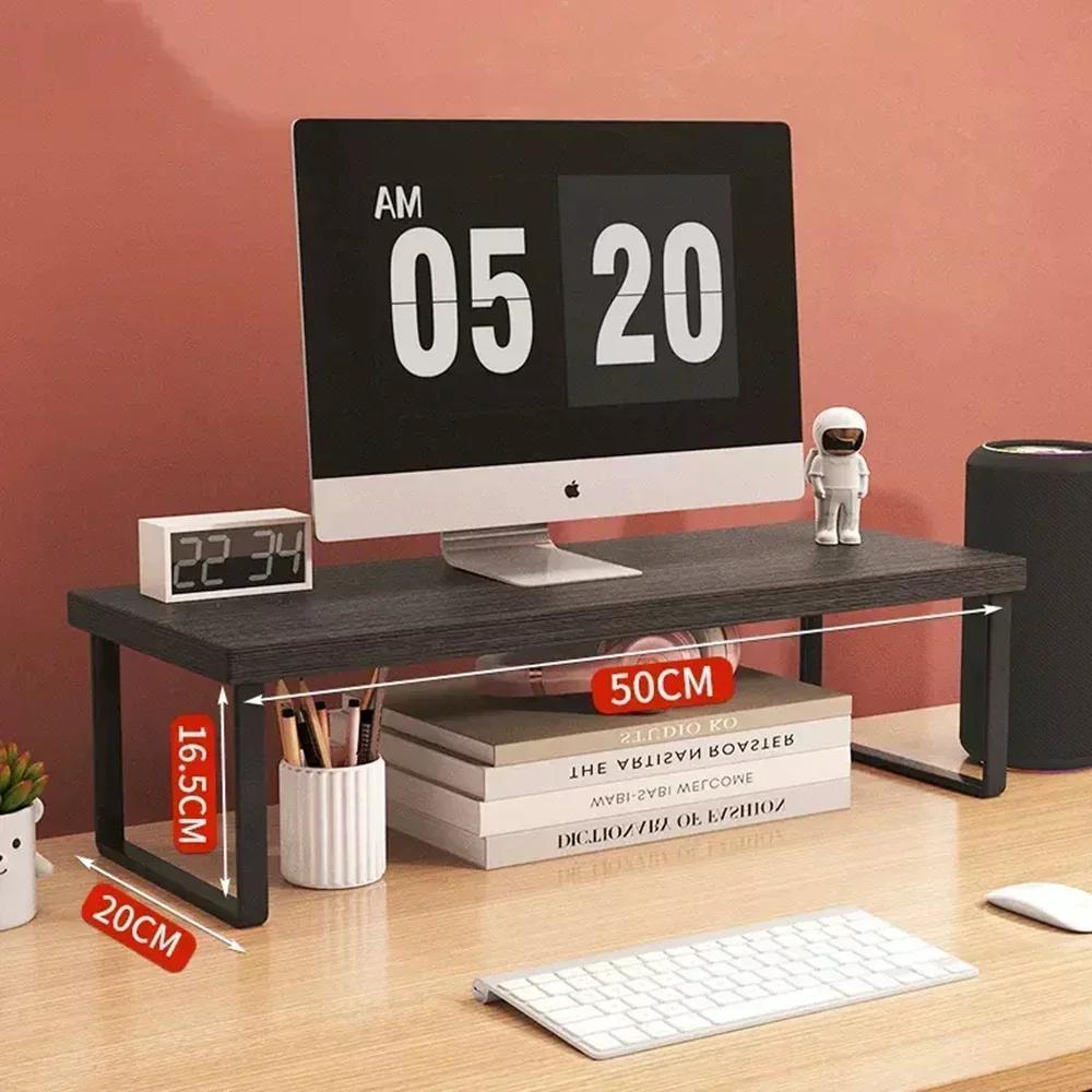 Office Desktop Computer Stand Rack Bracket Raised Shelf Laptop Monitor Wooden Table Home Storage Holders Utility Accessories