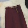 Jupe A-line en laine à taille haute et taille élastique pour femmes - Jupe longue fourreau d'automne/hiver pour les déplacements
