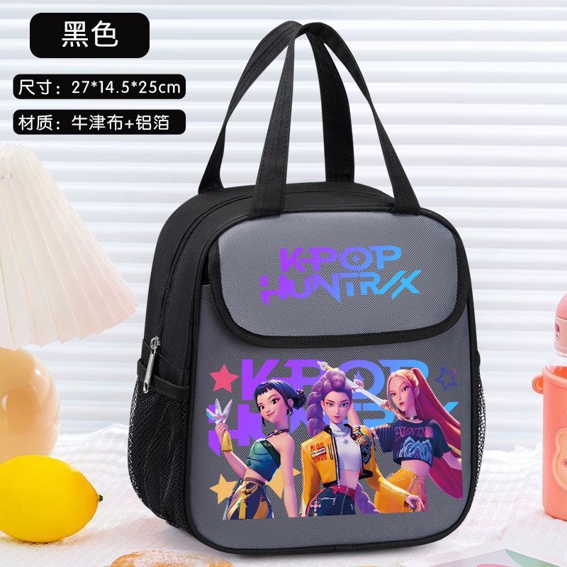 Kpop Witch Hunt Team Bento Bag, Children's Insulated Hand-held Lunch Box Bag, Large-capacity Thickened Aluminum Foil Insulated Bag