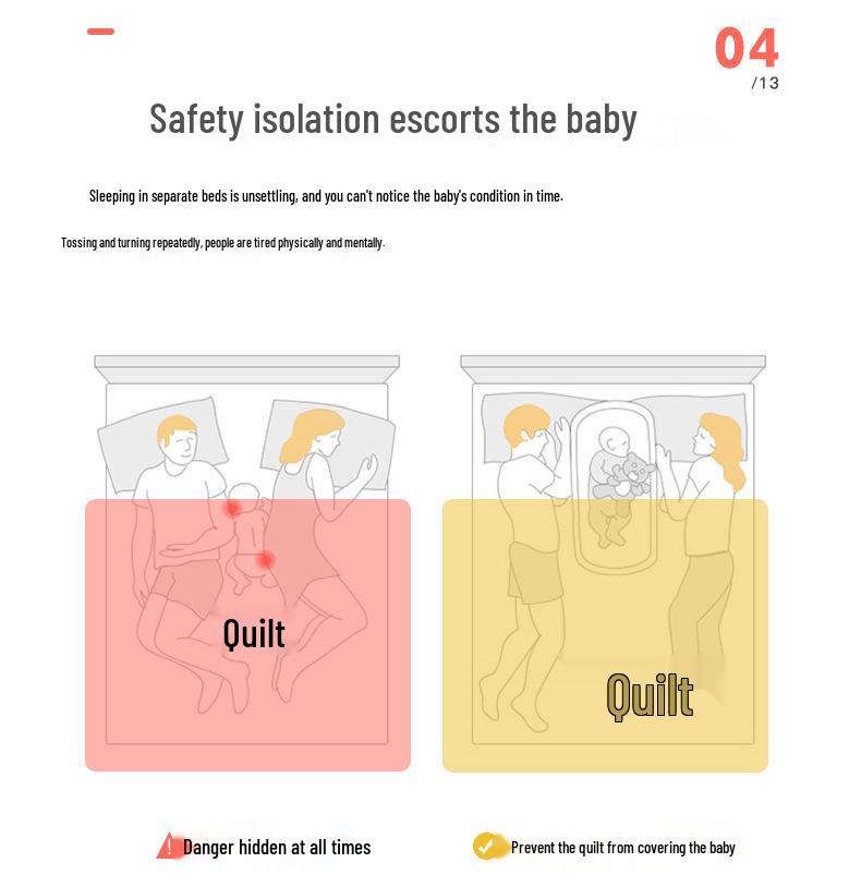 100% Cotton Satin Baby Crib: Foldable Newborn Sleeping Bed, Multifunctional Bionic Bed