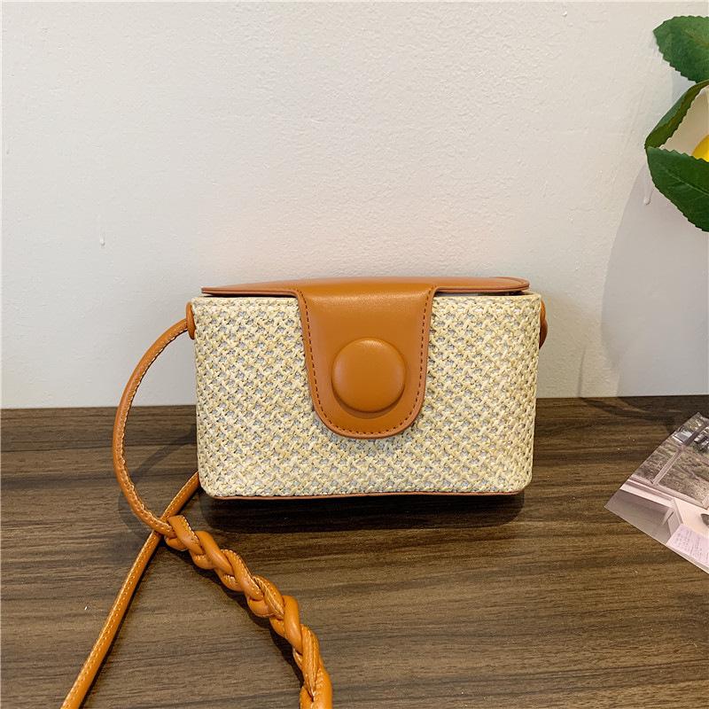 

Straw summer versatile new woven bag women s fashion shoulder woven messenger bag beach vacation bag коричневий
