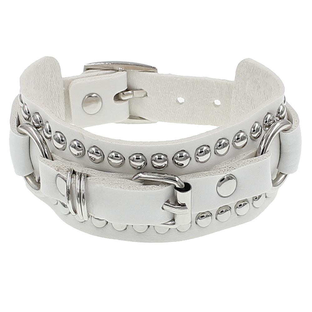 DIEZI 8 Colors Hip Hop Men Spiked Wrap Bracelet Bangle For Women Vintage Punk Cosplay Black PU Leather Wrap Bracelet New Jewelry