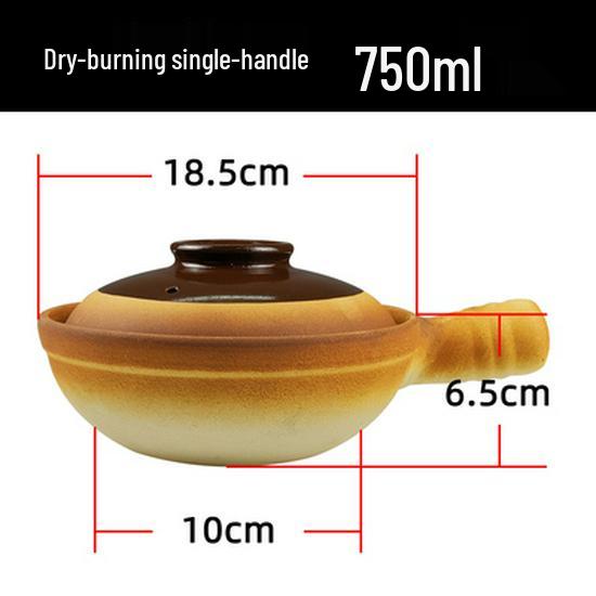 High-Temperature Resistant Unglazed Single-Handle Earthenware Clay Pot for Rice and Noodles