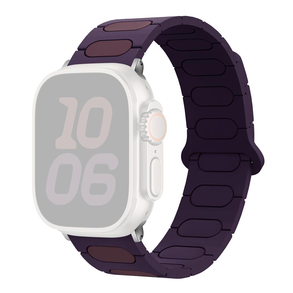 Oval Design Magnetic Strap for Apple Watch Series 11 10 42mm / 9 8 7 41mm / SE3 SE2 SE 6 5 4 40mm / 3 2 1 38mm Silicone Watch Band Dual Color