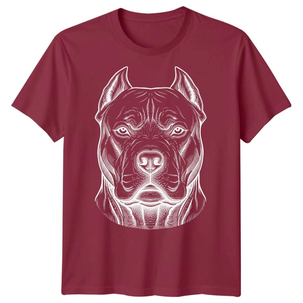 Pitbull Dog Animals Unisexs TShirt Engraving Style Graphic Tee