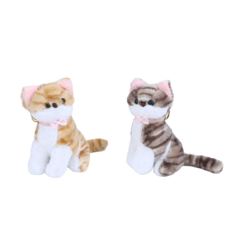 Cute Realistic Cat Plush Keychain Soft Fluffy Adorable Kitten Charm Lightweight Bag Pendant for Teen Girls Gift