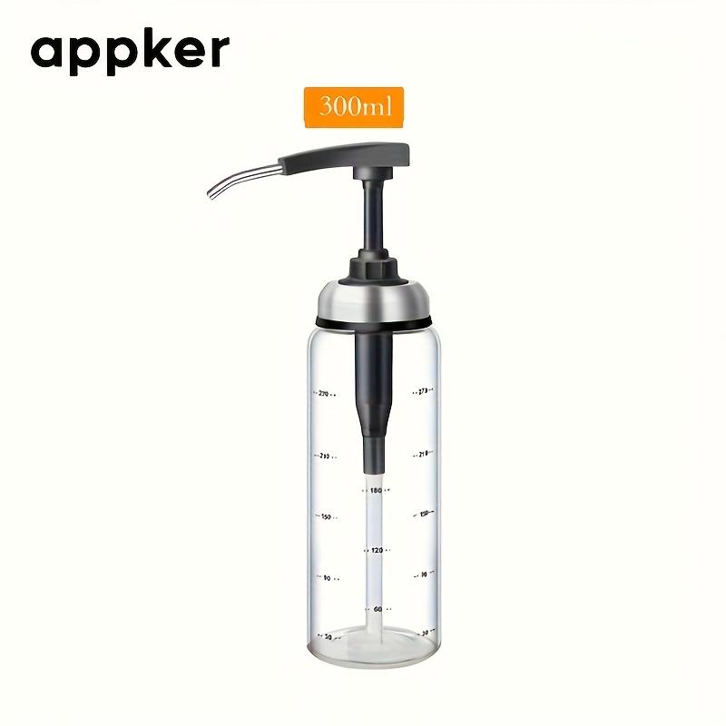 

1pc Push Type Oil Bottle with Scale , Sesame Oil, Soy Sauce , Vinegar Dispenser, Precise Control for Restaurant, Home Kitchen, Machine Washable Glass 300ml