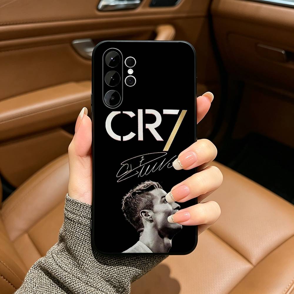 C-R-7 R-Ronaldo Black Soft Silicone Phone Case for Samsung Ultra S25, S24, S21, S22, S23, S30, Plus, FE, Lite