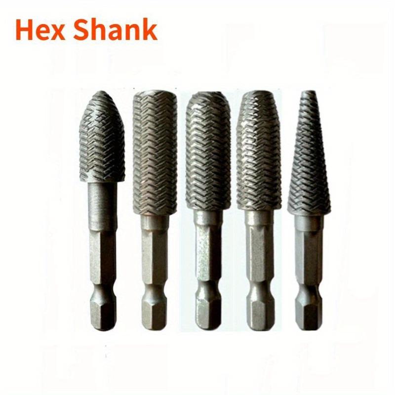 

5Pcs Embossed Steel File Special-shaped File Electric Grinding Head Soft Metal Grinding Burr Reaming Rotary File Hex/Round Shank. Brown