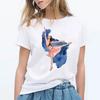 Summer 2024 Watercolor Ballet Dancer Printed Girl Black T Shirt Kawaii Gymnastics Dance Lover Gift Tee Shirt Femme Custom Tshirt