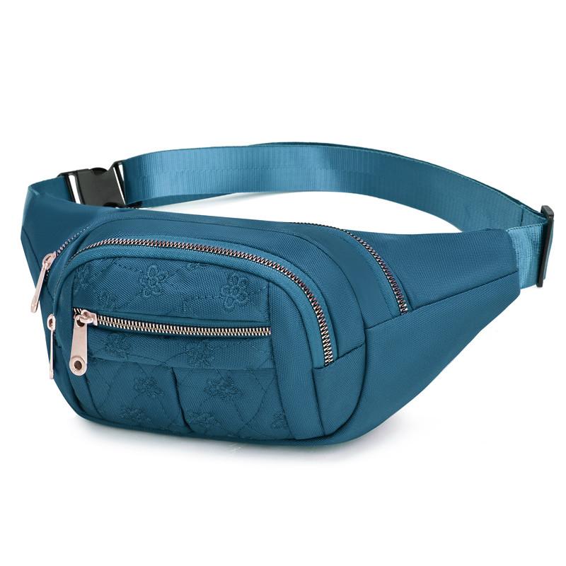 Women's fashionable waist bag, multifunctional outdoor waist bag with multiple zipper compartments and adjustable shoulder strap
