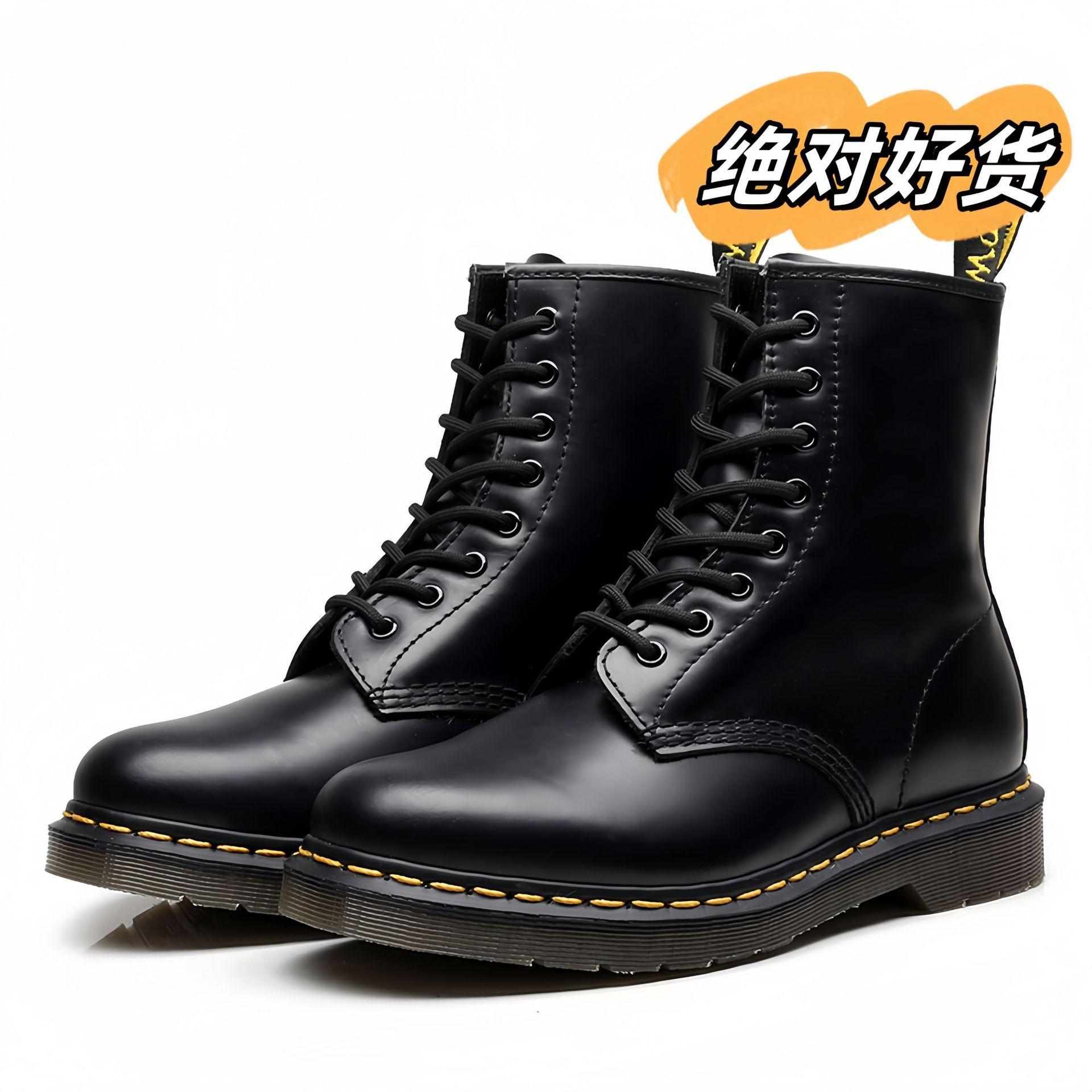 

High-top leather boots British style handmade cowhide short boots men s and women s large-size versatile locomotive tooling shoes 35 чёрный
