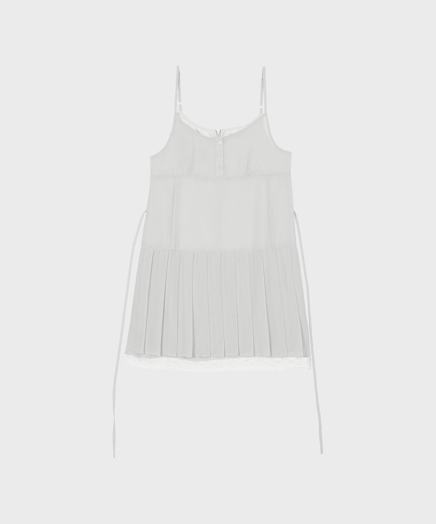 Alkialka Pleated Chiffon Mini Dress (Light Gray)