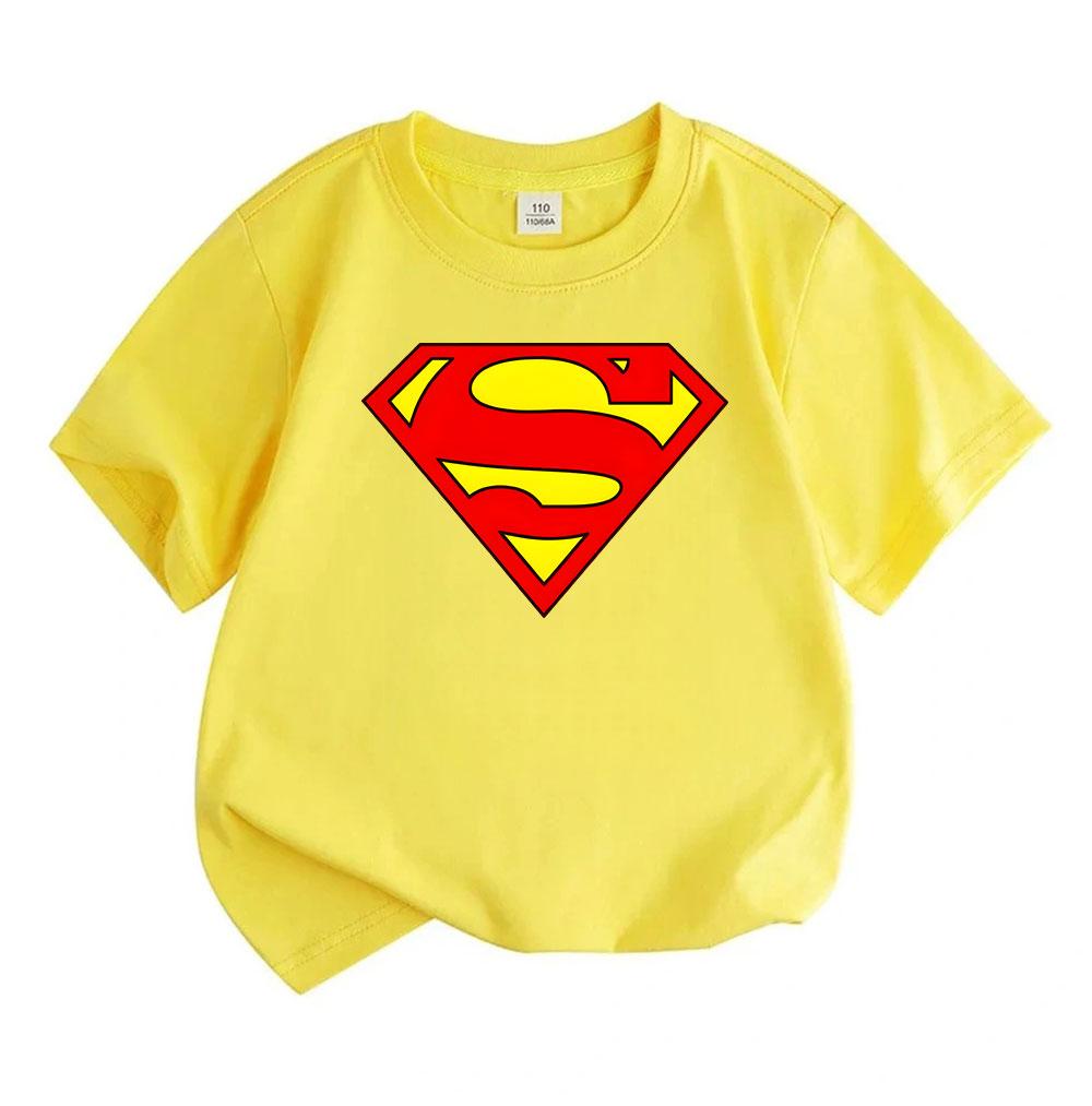 Kids Boys Girls Crew Neck Short Sleeve T-Shirt, 100% Cotton Super Hero S Graphic Casual Summer Soft Tee for Toddler Children Daily Wear Party Active O