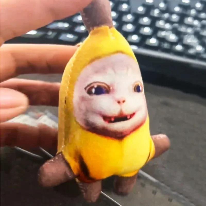 New Creative Banana Cat Plush Pendant Cute Crying Banana Cat Happy Cat Fun Key Chain Pendant Doll Accessories Gift Craze