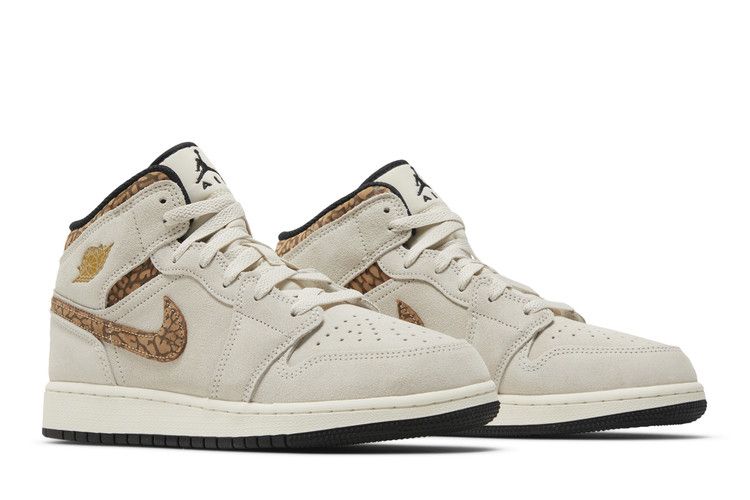 Kids' Sneakers Nike Jordan 1 Mid SE Brown Elephant (GS)