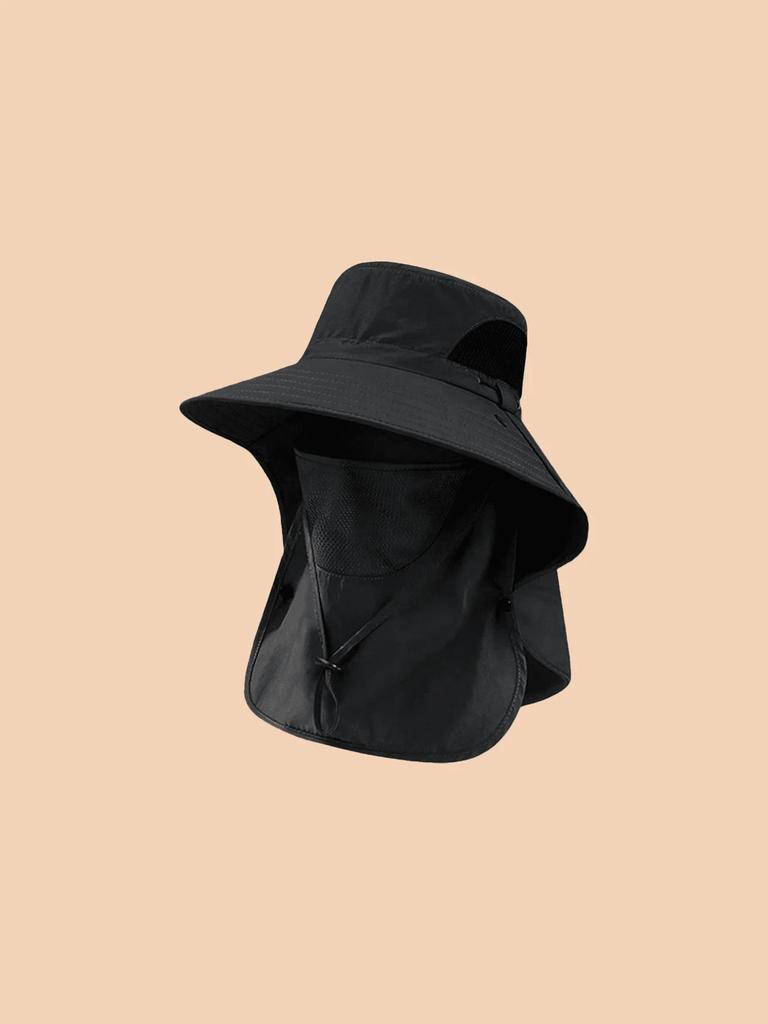 Unisex Large Brim Sun Hat With Face Covering Shawl UV Protection For Summer Cycling Hiking Outdoor